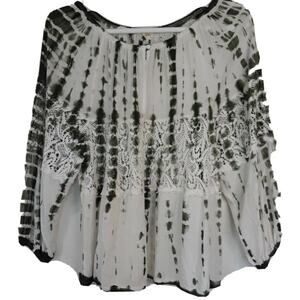 Womens Sz M Fairy Y2K 90s Retro Flowy Lace Tie-dyed Flowy Hyku Off Shoulder Top